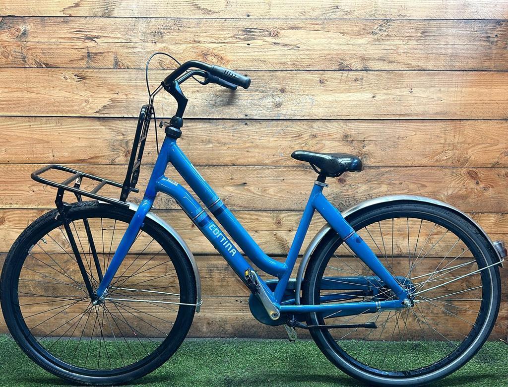 Cortina transport stadsfiets, blauw - tweedehands, nagekeken en geserviced 2/2