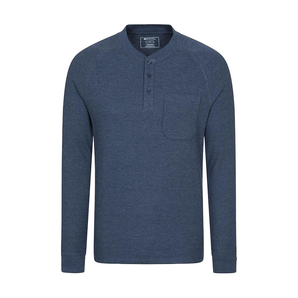 MOUNTAIN WAREHOUSE Selby Maglietta Cialda Henley Manica Lunga Uomo Mountain Warehouse Blu Navy