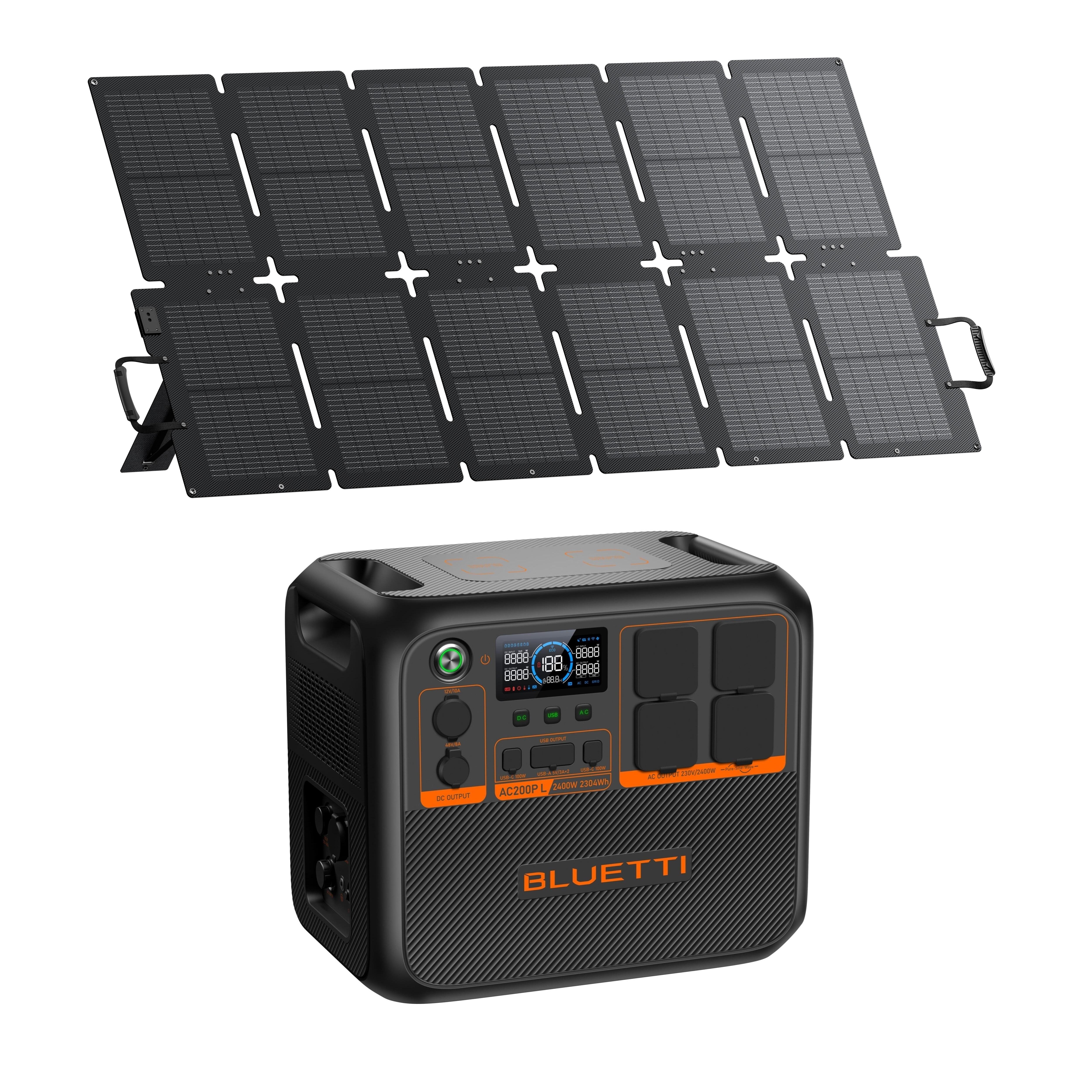 BLUETTI Sada nabíjecí stanice a powerbanky AC200PL se solárním panelem 500 W