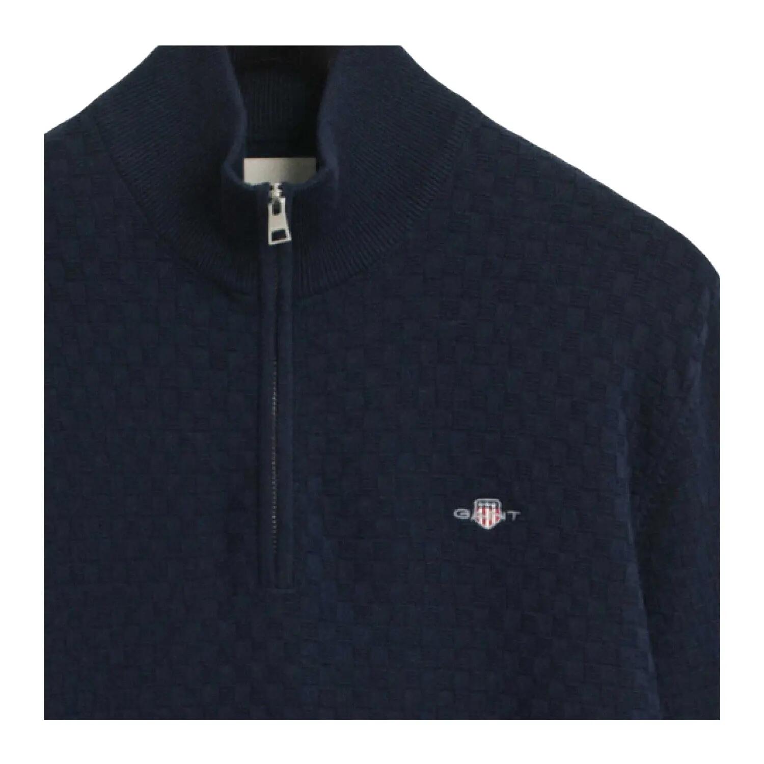 Mens Micro Textured Half Zip Sweatshirt (Blue) 3/5