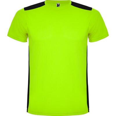 Maglietta Sportiva Bambini Roly Detroit Lime Nero Tinta Unita
