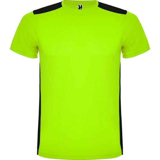 Maglietta Sportiva Bambini Roly Detroit Lime Nero Tinta Unita