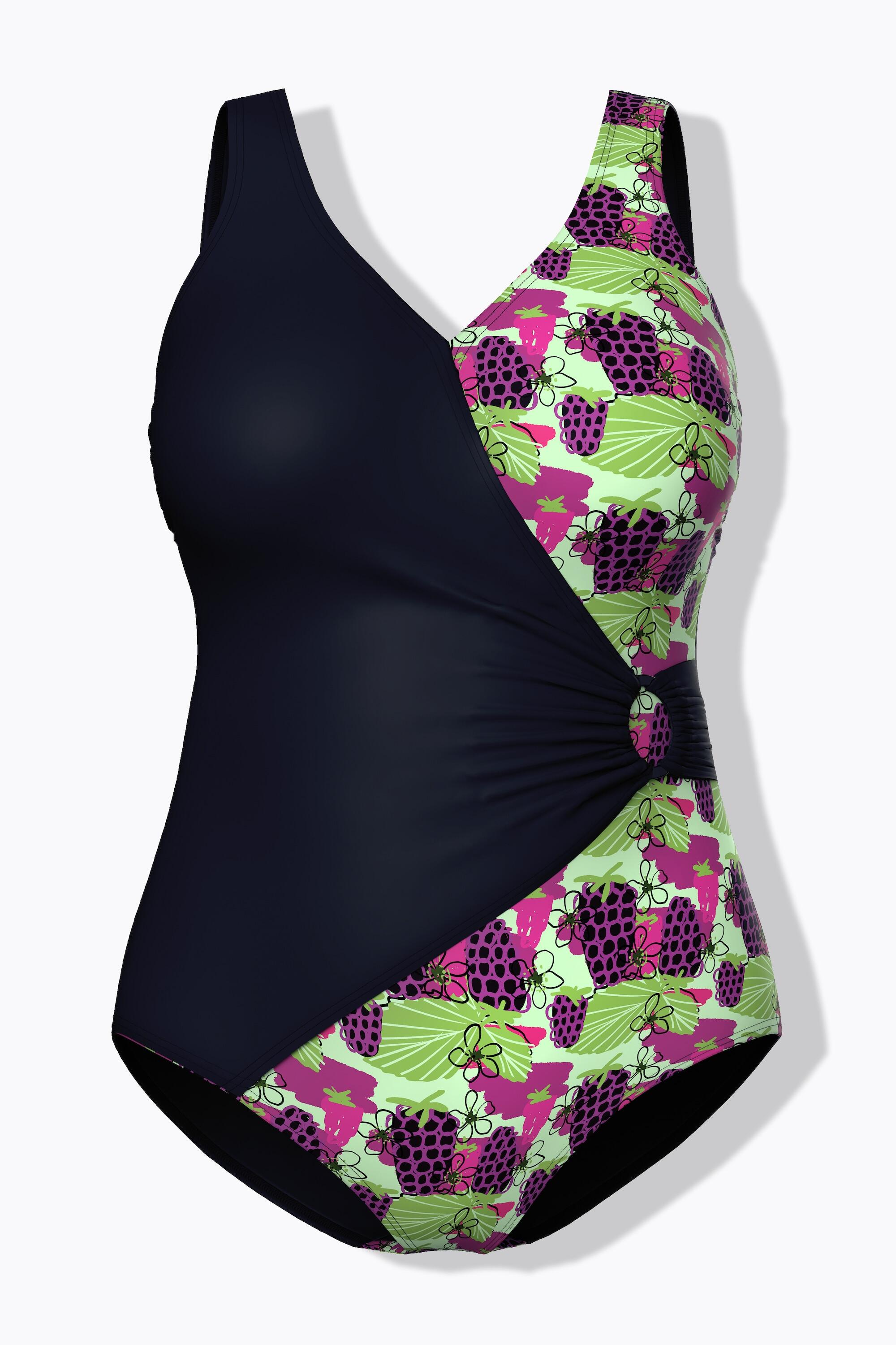 Femme Maillot de bain effet cache-cœur bonnets souples et boucle fantaisie 6/7
