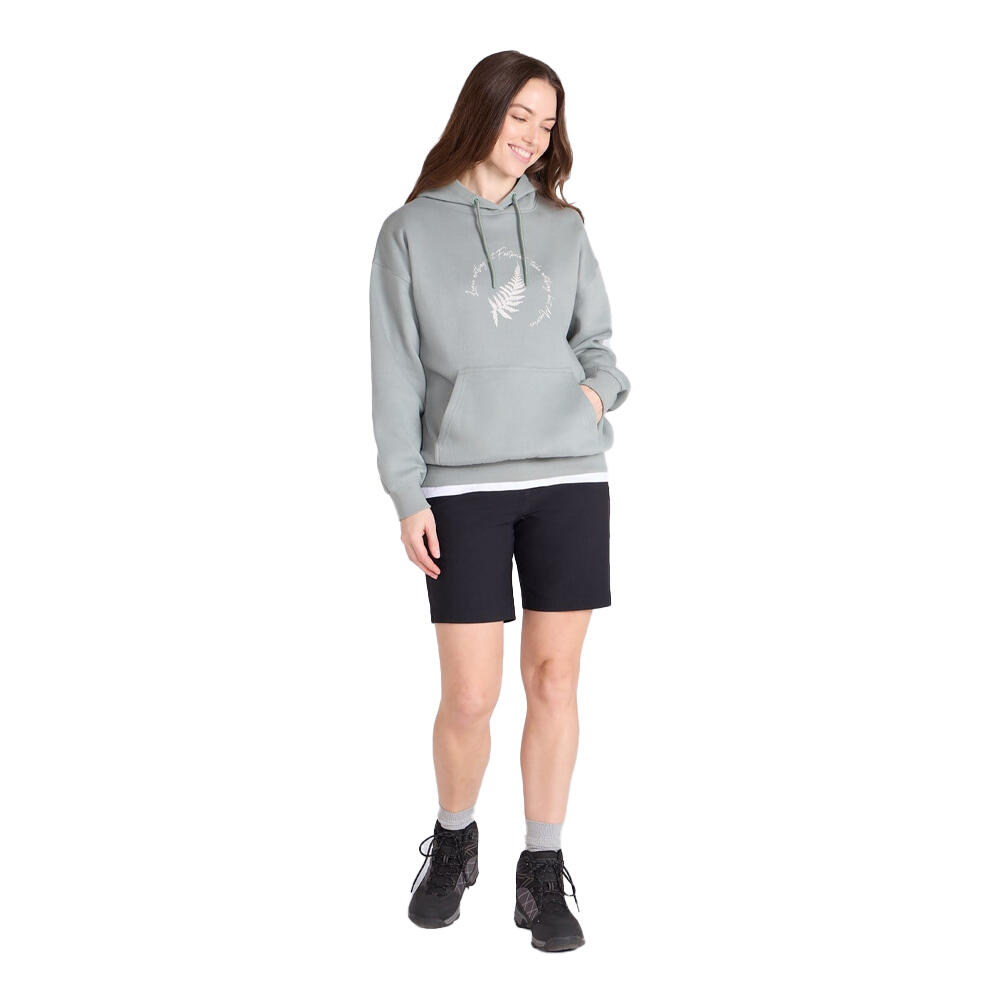 Womens/Ladies Fern Slogan Relaxed Fit Hoodie (Khaki Green) 4/4