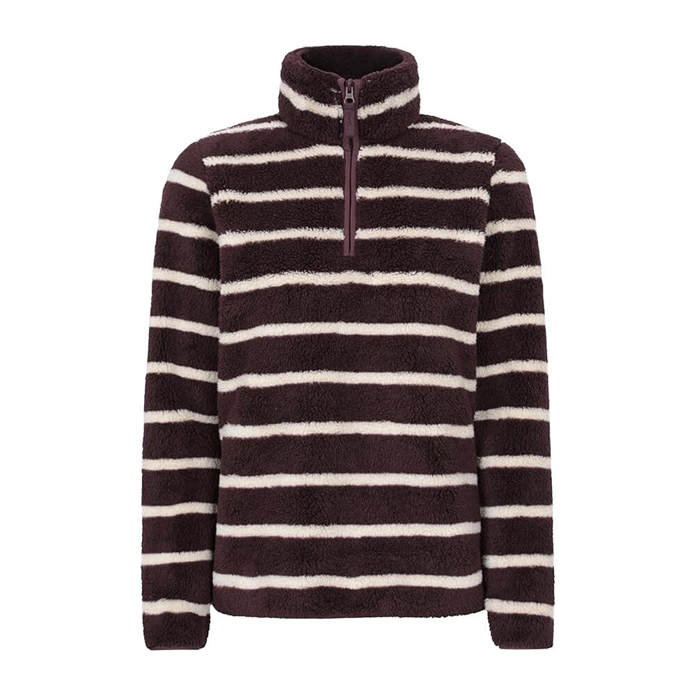 MOUNTAIN WAREHOUSE Womens/Ladies Teddy Striped Quarter Zip Fleece Top (Dark Brown)