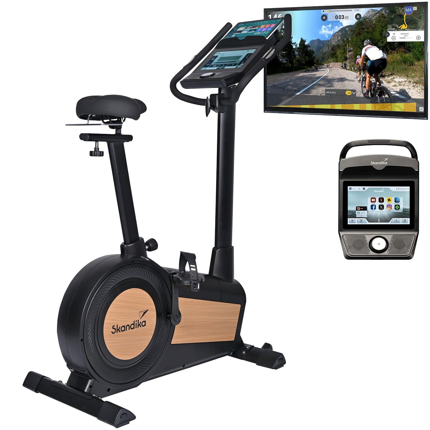 Skandika - Vélo D'Appartement Connecté Cykling P15 Touchscreen - 28 Prog - Inertie 15 Kg - Vélo D'Appartement - Noir - Taille Unique - Decathlon