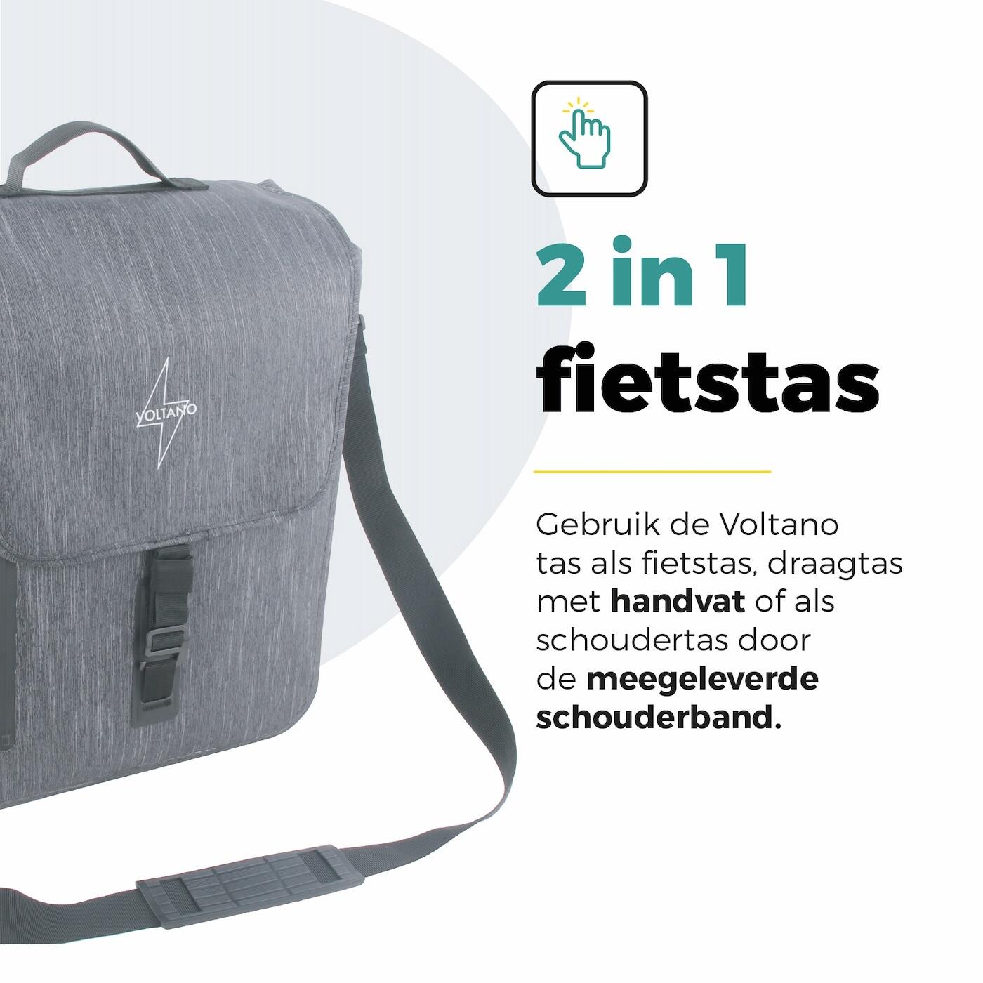 Voltano Equal E-bike Enkele Fietstas  25L - Donkergrijs - Laptopvak - Waterdicht 3/7