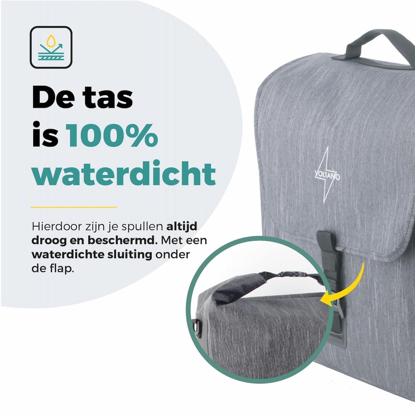 Voltano Equal E-bike Enkele Fietstas  25L - Donkergrijs - Laptopvak - Waterdicht 7/7