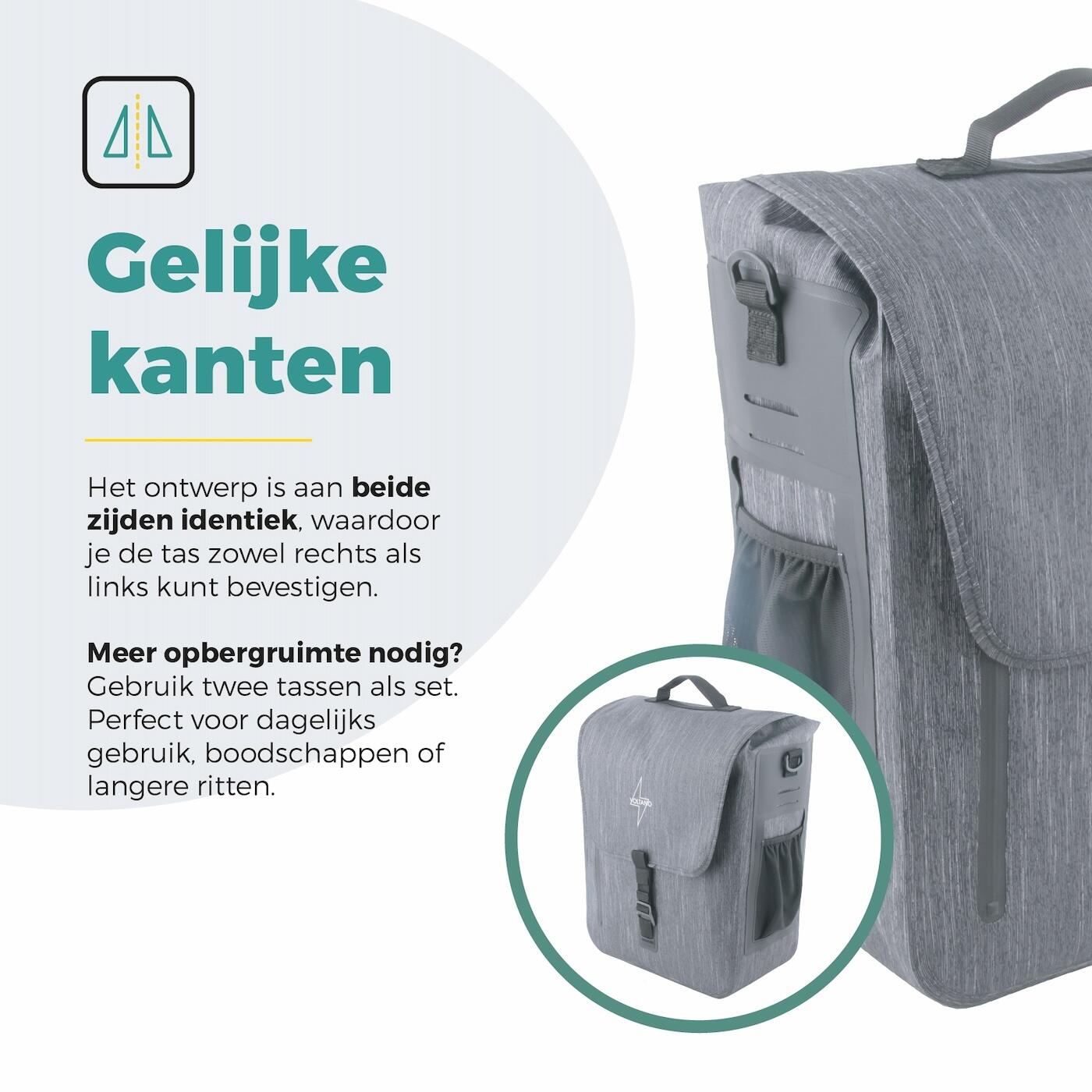 Voltano Equal E-bike Enkele Fietstas  25L - Donkergrijs - Laptopvak - Waterdicht 6/7