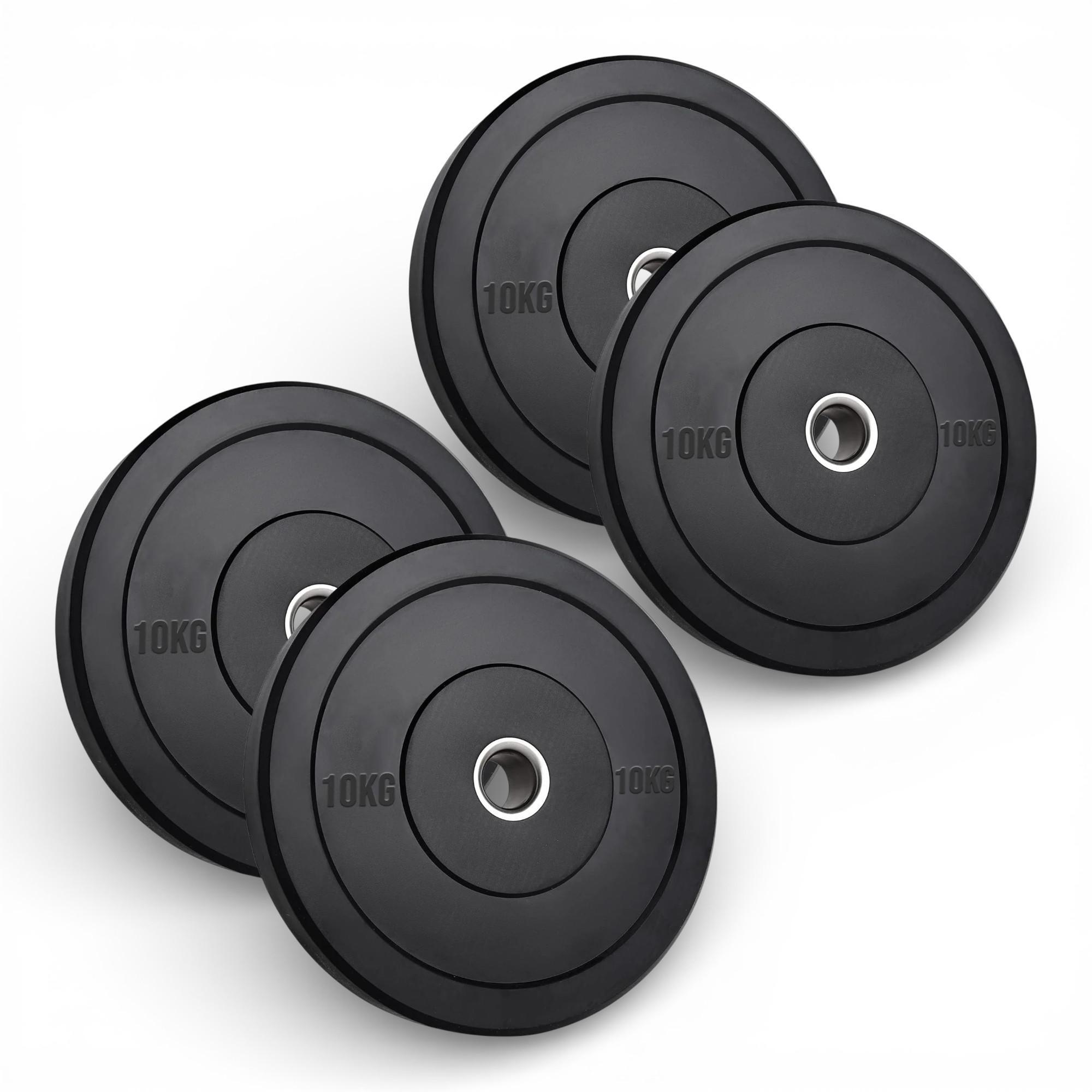 4x Disco Olimpionico Bumper Gommato 10 KG Foro 50 mm Pesi Palestra (40 KG) 1/7