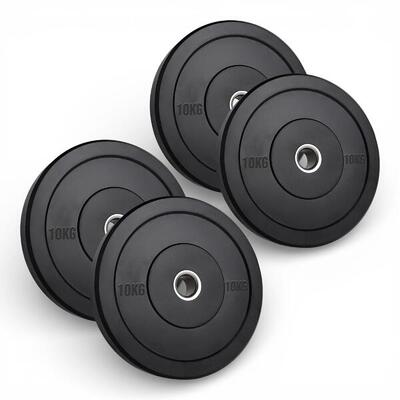 4x Disco Olimpionico Bumper Gommato 10 KG Foro 50 mm Pesi Palestra (40 KG)
