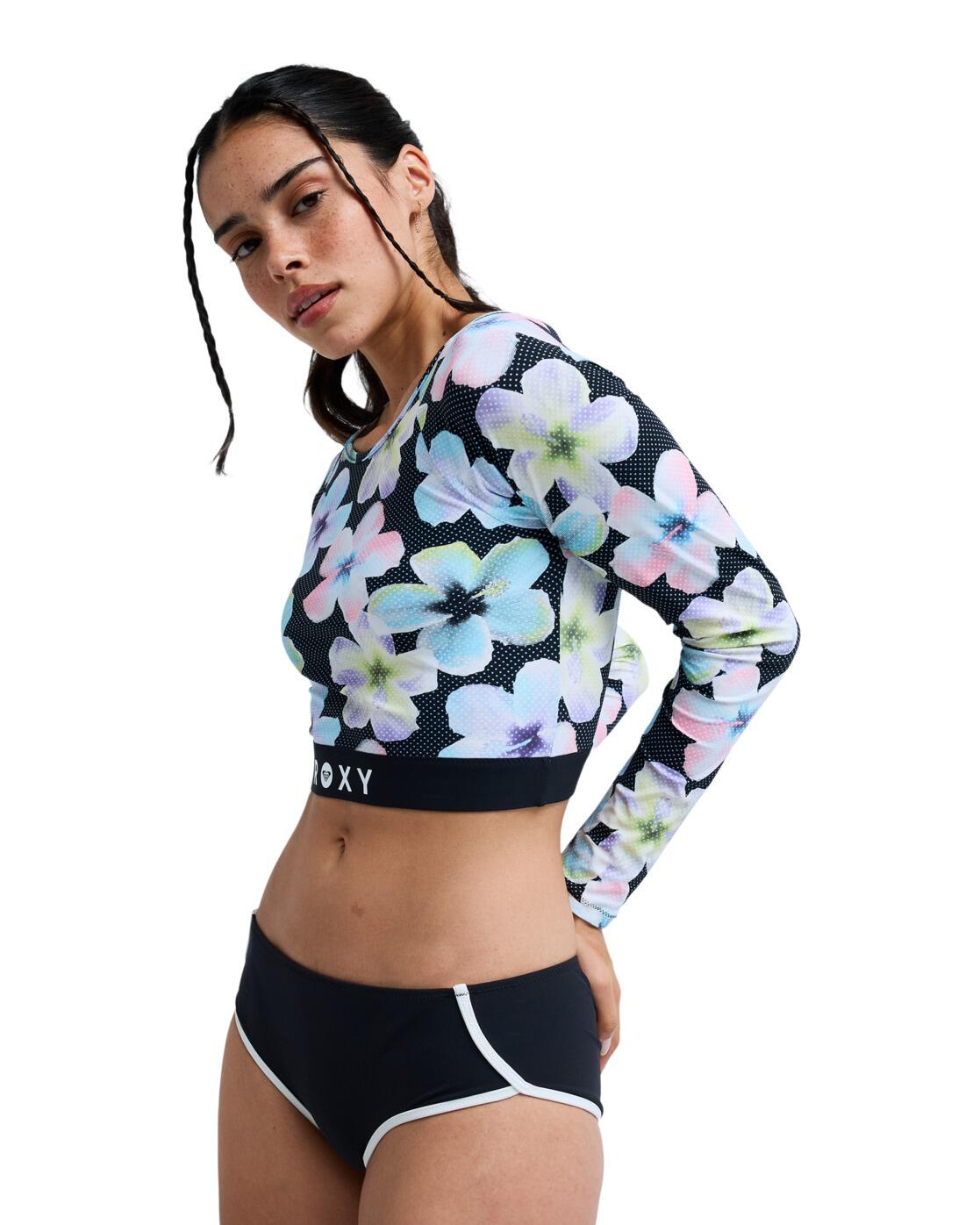 Langärmliger, kürzerer Rashguard ROXY ACTIVE Schwarz Dames 3/4