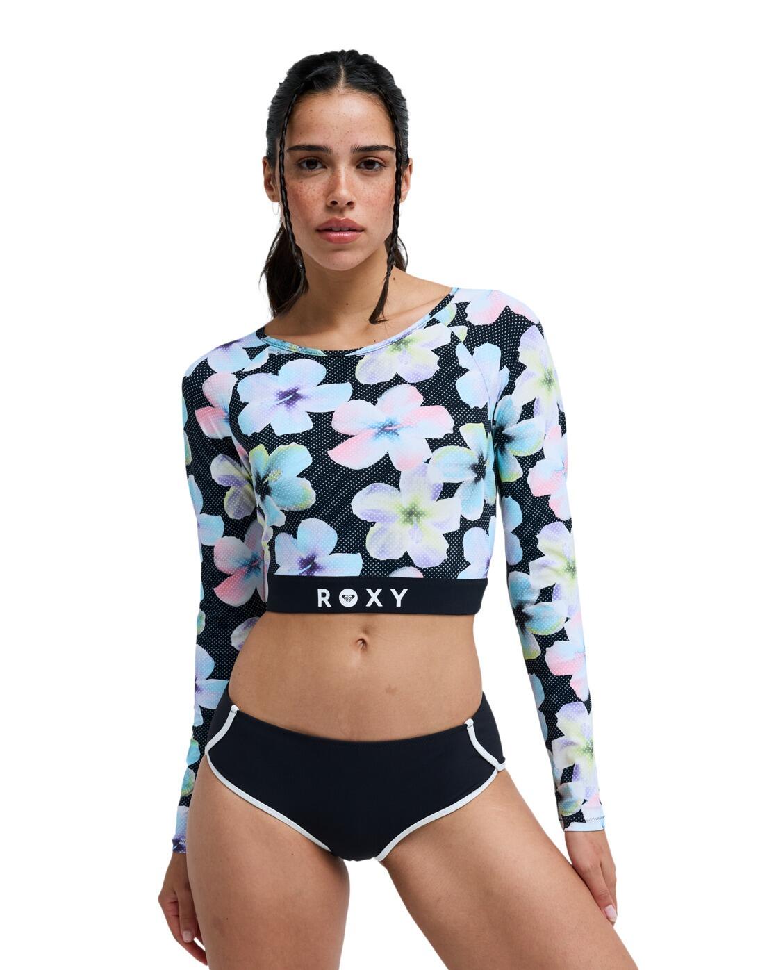 Langärmliger, kürzerer Rashguard ROXY ACTIVE Schwarz Dames 1/4