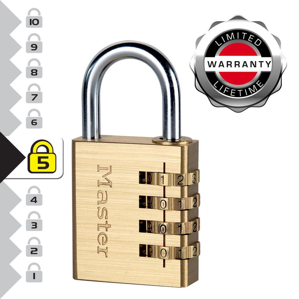 604EURD 4-Digit Combination Padlock with Aluminium Body and Brass Finish, Gold