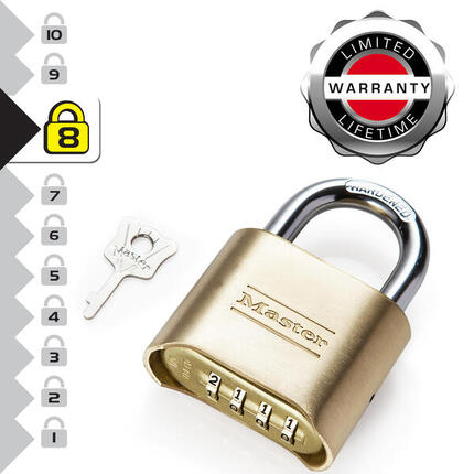175EURD Cadenas à Combinaison Certifié en Zinc et Finition Laiton