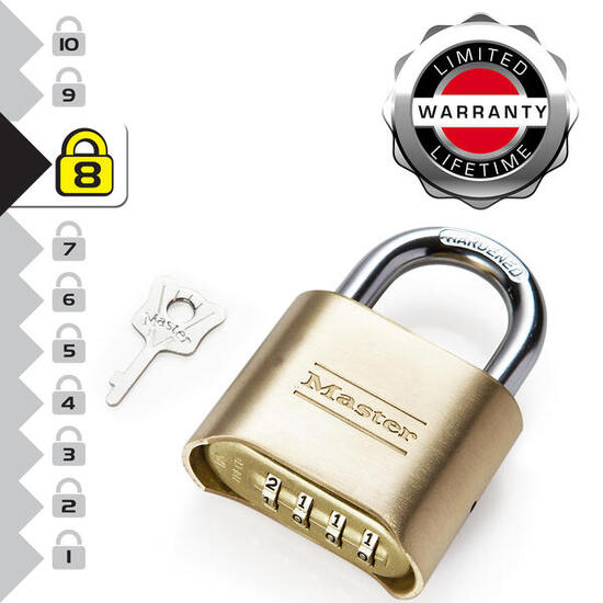175EURD Cadenas à Combinaison Certifié en Zinc et Finition Laiton