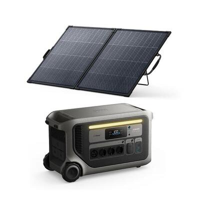 Kit powerstation anker solix f3000 met bifaciaal zonnepaneel 200 w