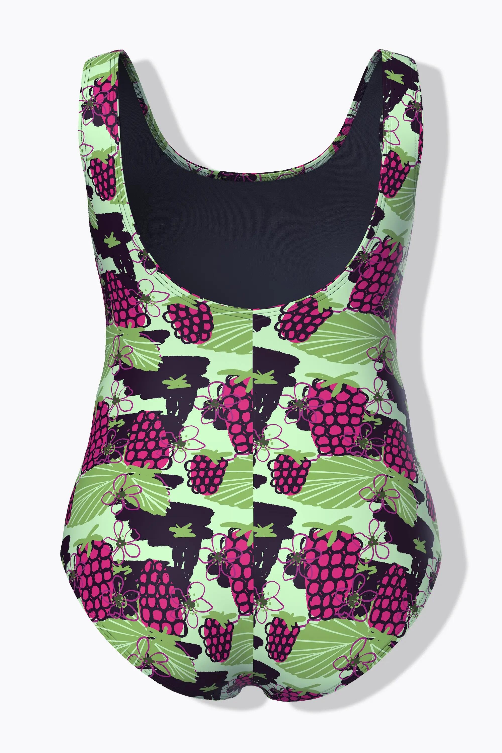 Femme Maillot de bain motif framboises décolleté rond sans bonnets souples 7/7