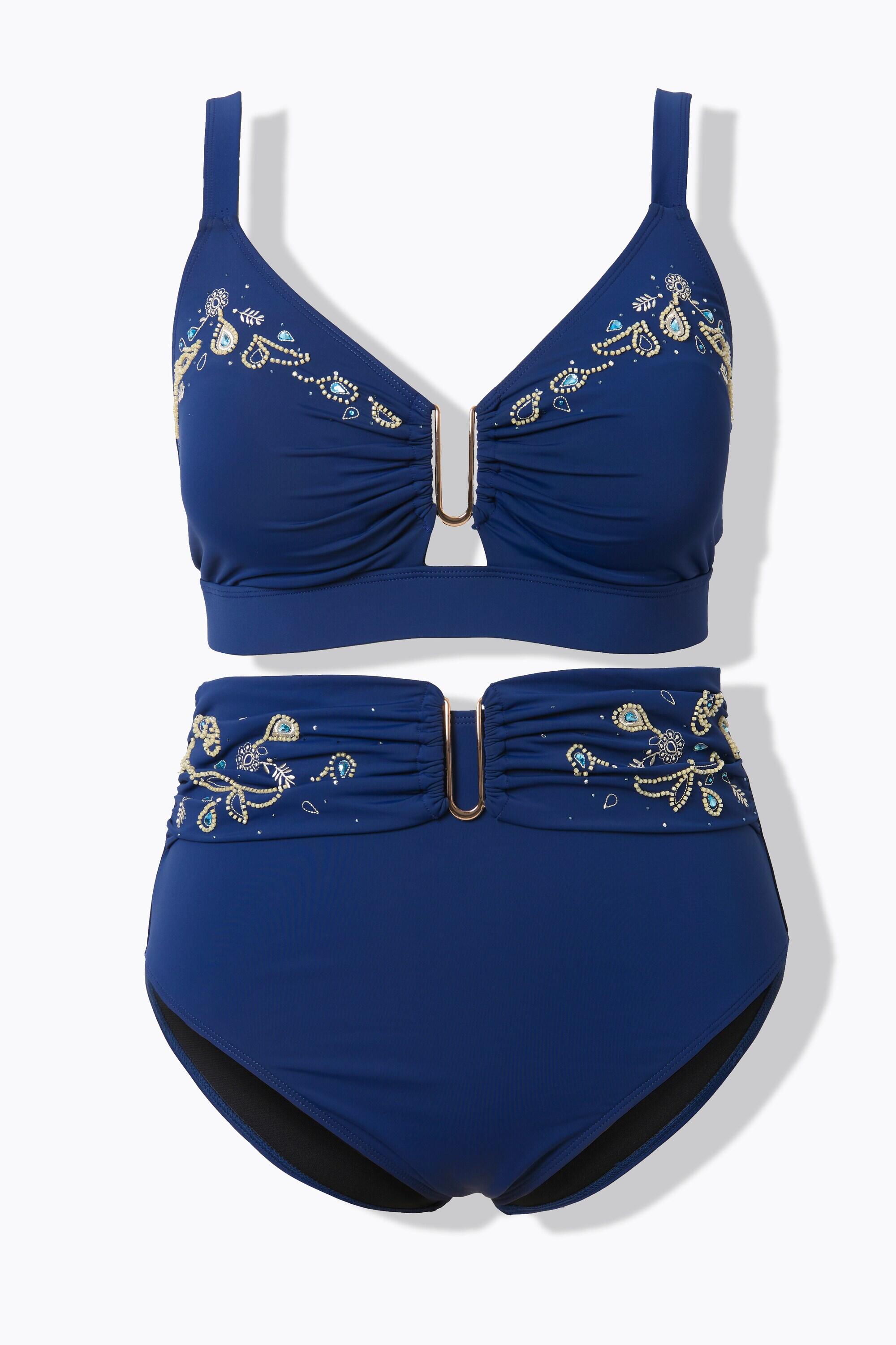 Femme Bikini maillot de bain 2 pièces bonnets souples et fleurs brodées 7/7