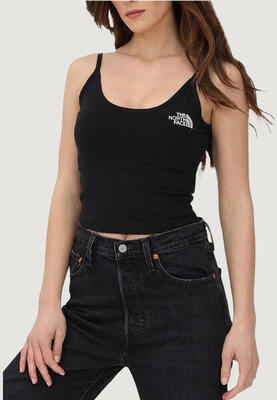 Tanktop slim crop tank dames zwart