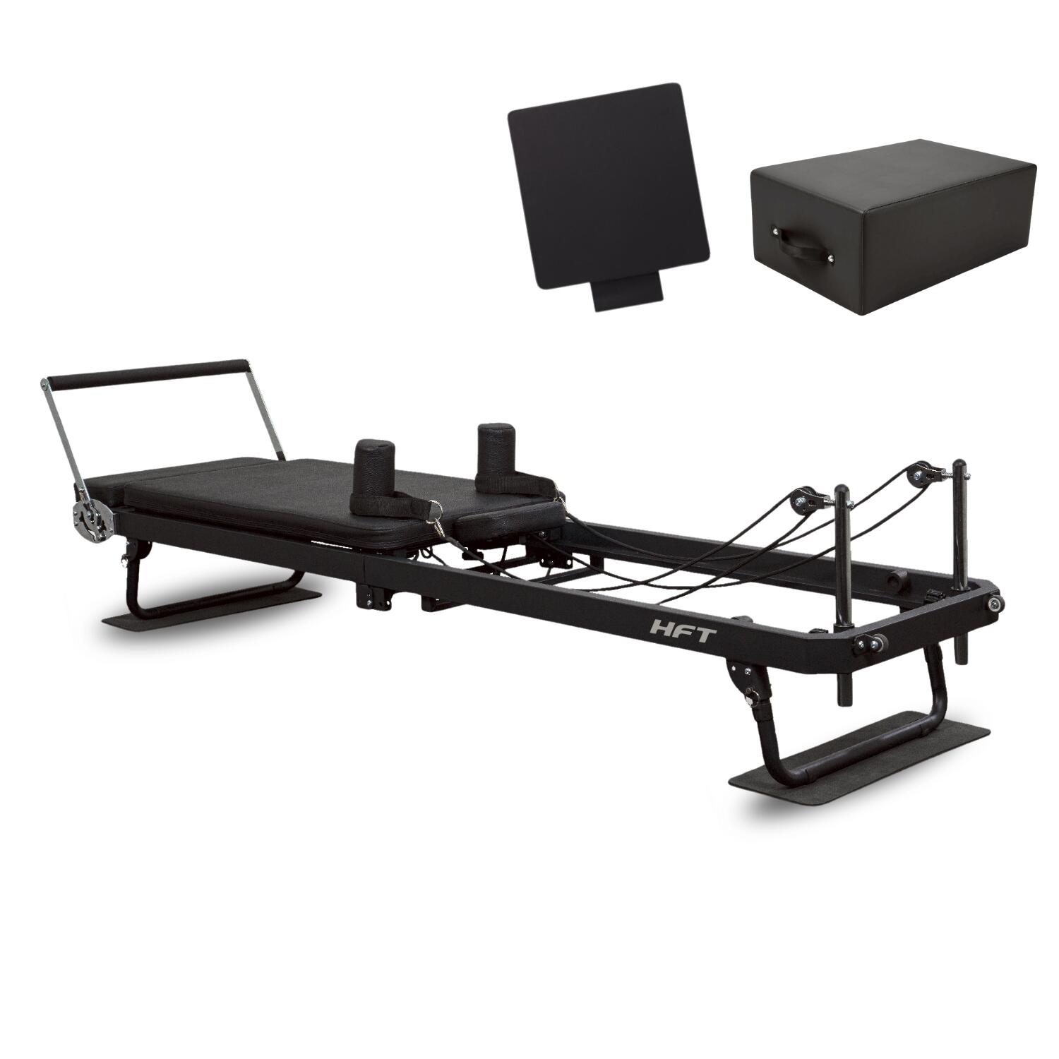 Foldable Pilates Reformer with Accessories, LITE Model, Black - Homefittools