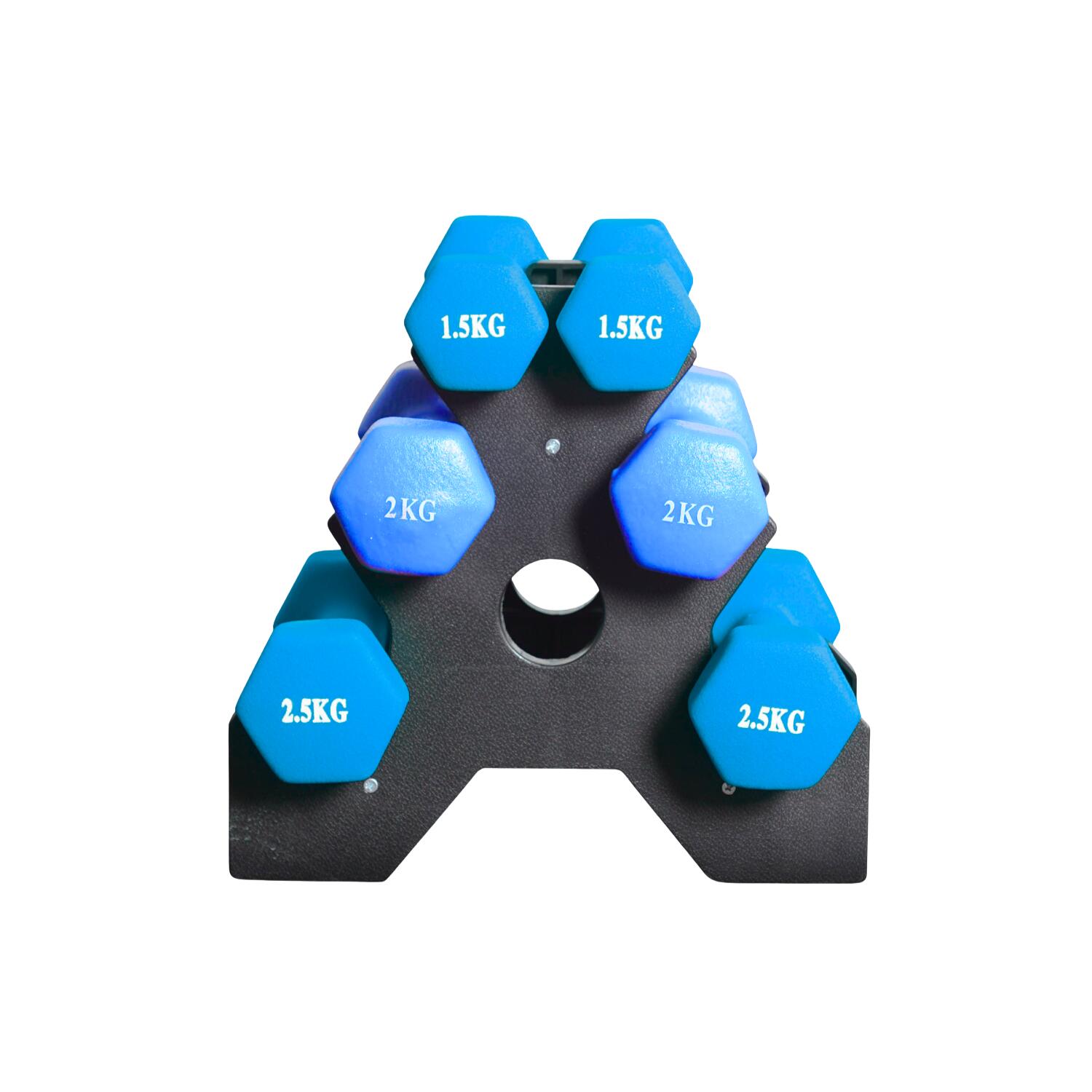 Set of 3 pairs of dumbbells (1.5/2/2.5 KG), Blue - Homefittools