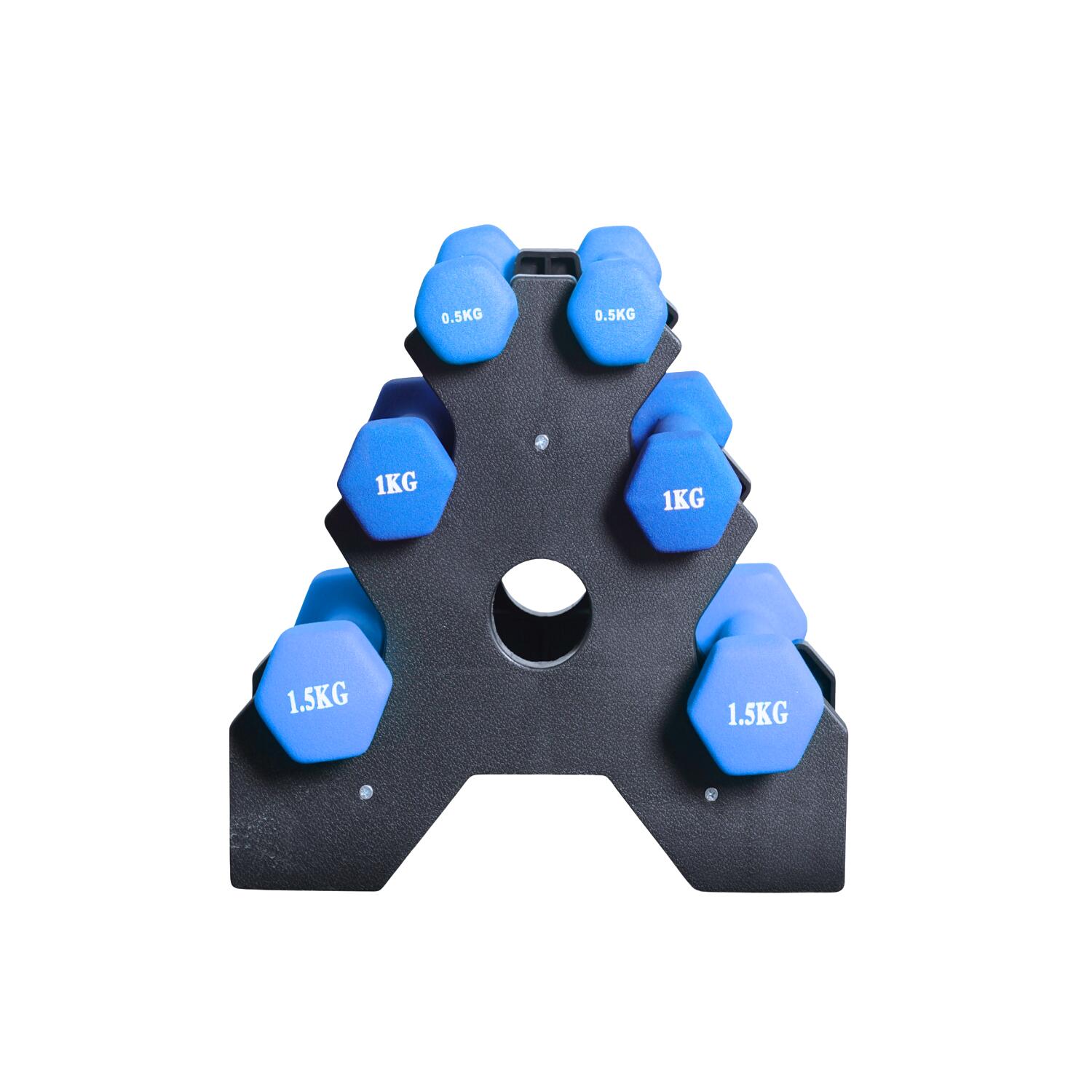 Set of 3 pairs of dumbbells (0.5/1/1.5 KG), Blue - Homefittools
