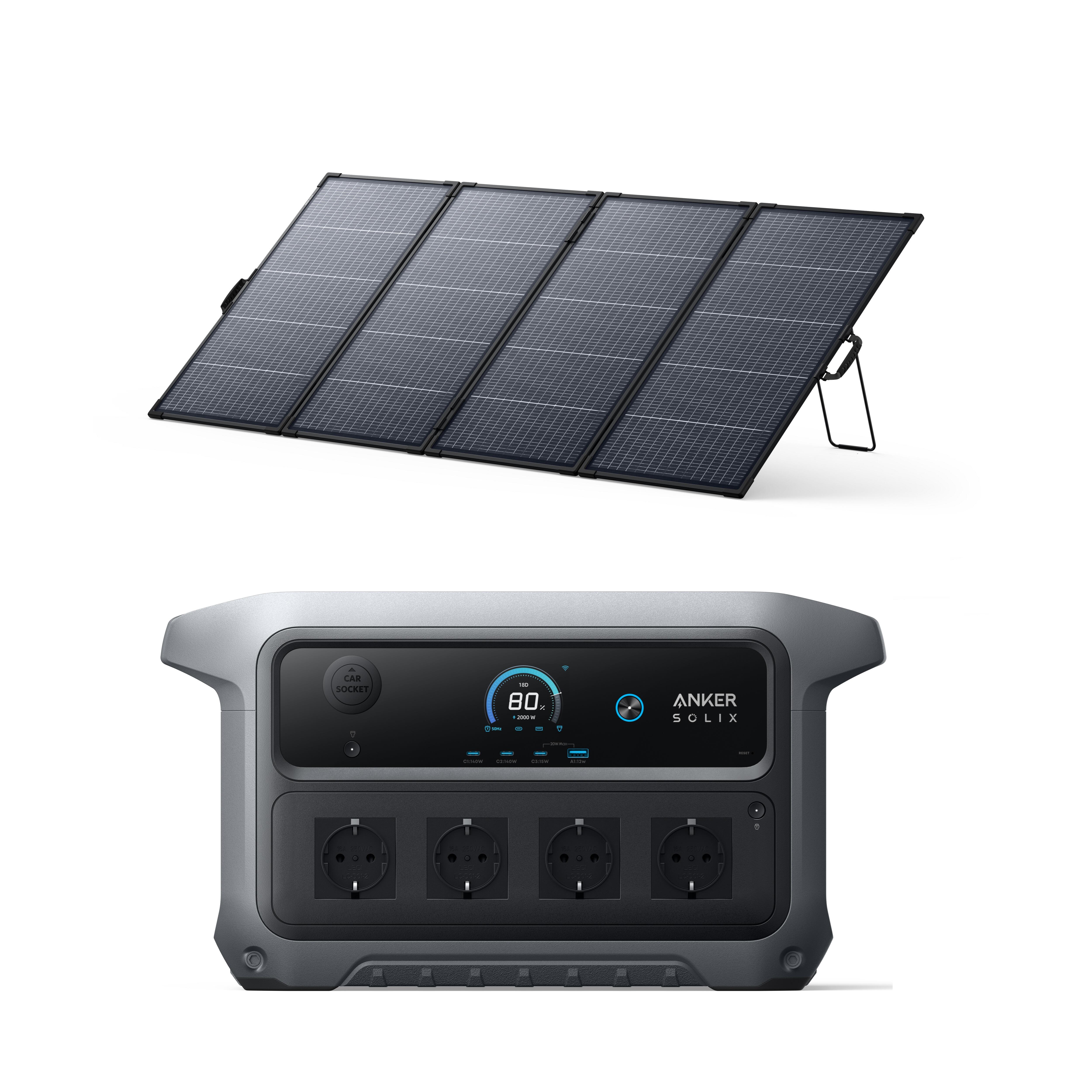 ANKER Kit Nabíjecí stanice a powerbanky Anker C2000 Gen 2 s Bifaciální panelem 400 W