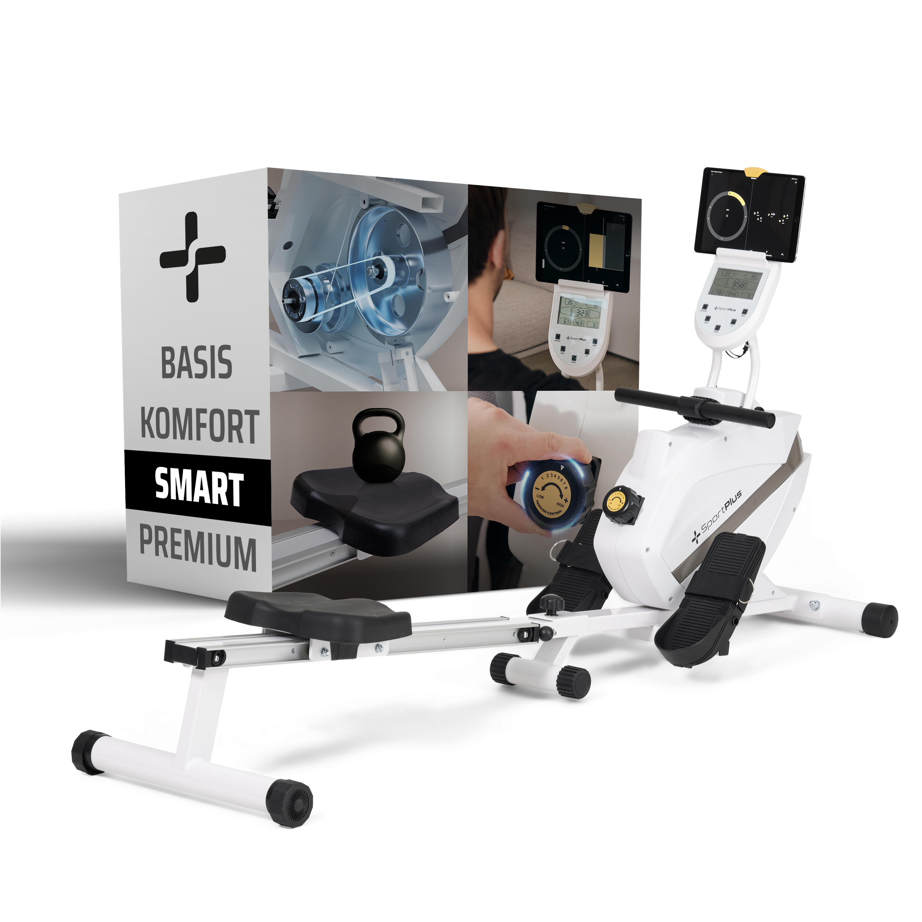 Sportplus - Rameur Sportplus Avec Compatibilité App & Système De Frein Magnétique - Rameur - Blanc - No Size - Decathlon