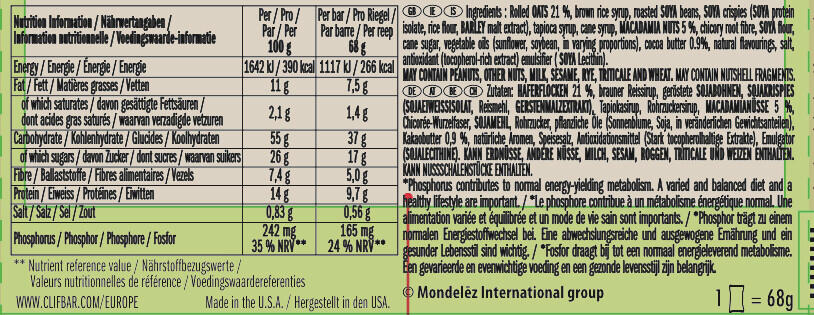 Barrette energetiche - Clif Bar - Cioccolato Bianco e Noci di Macadamia 3/3