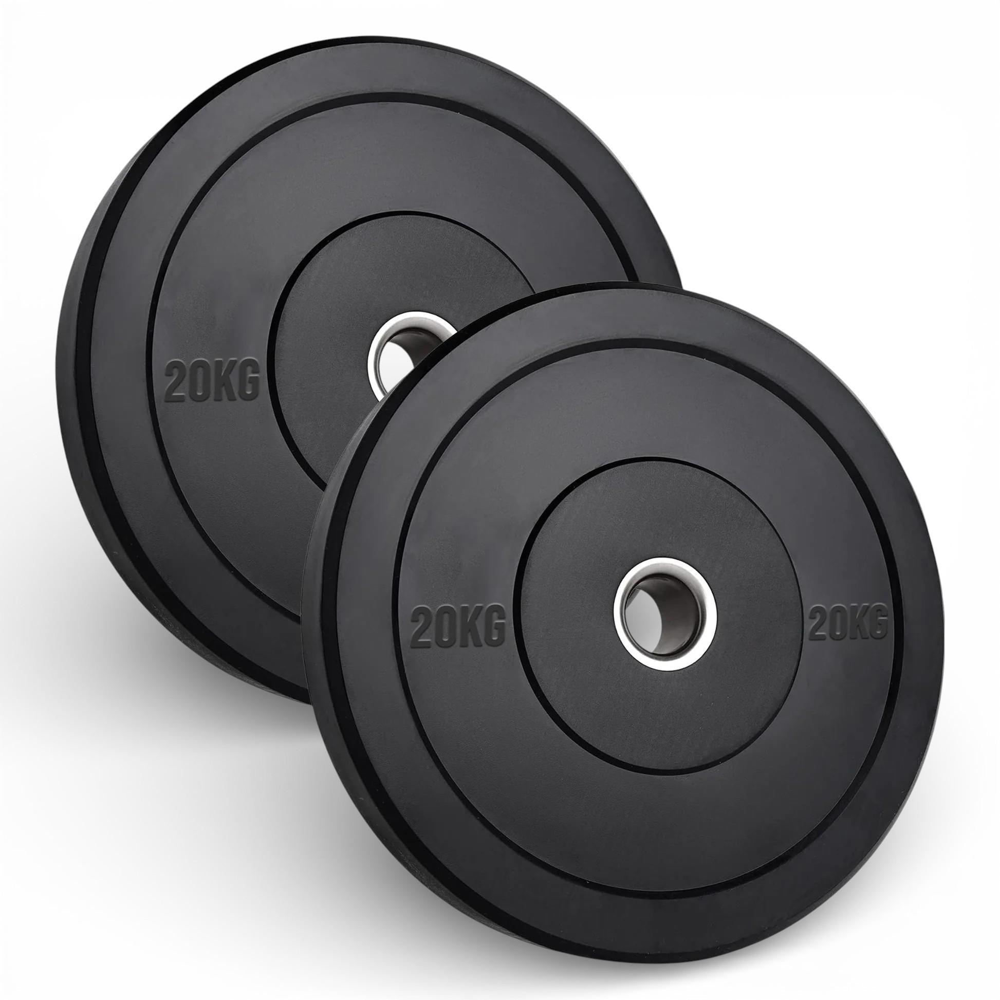 2x Disco Olimpionico Bumper Gommato 20 KG Foro 50 mm Pesi Palestra (40 KG) 1/7