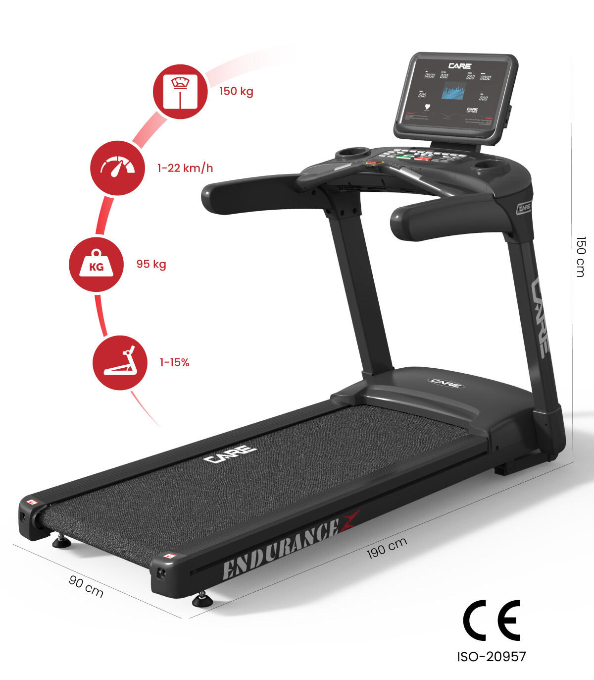 Professionele loopband - 22km/u - CARE - ENDURANCE 2/8