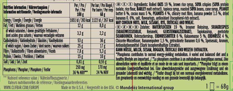 Barrette energetiche - Clif Bar - Burro di Arachidi e Banana 3/6