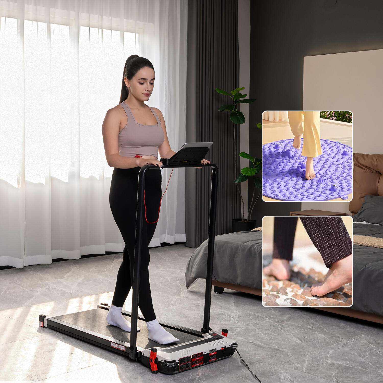 Folding and Incline Treadmill-6%.NB8, 550W, 6.0km/h, Remote Control. Home/Office 3/6