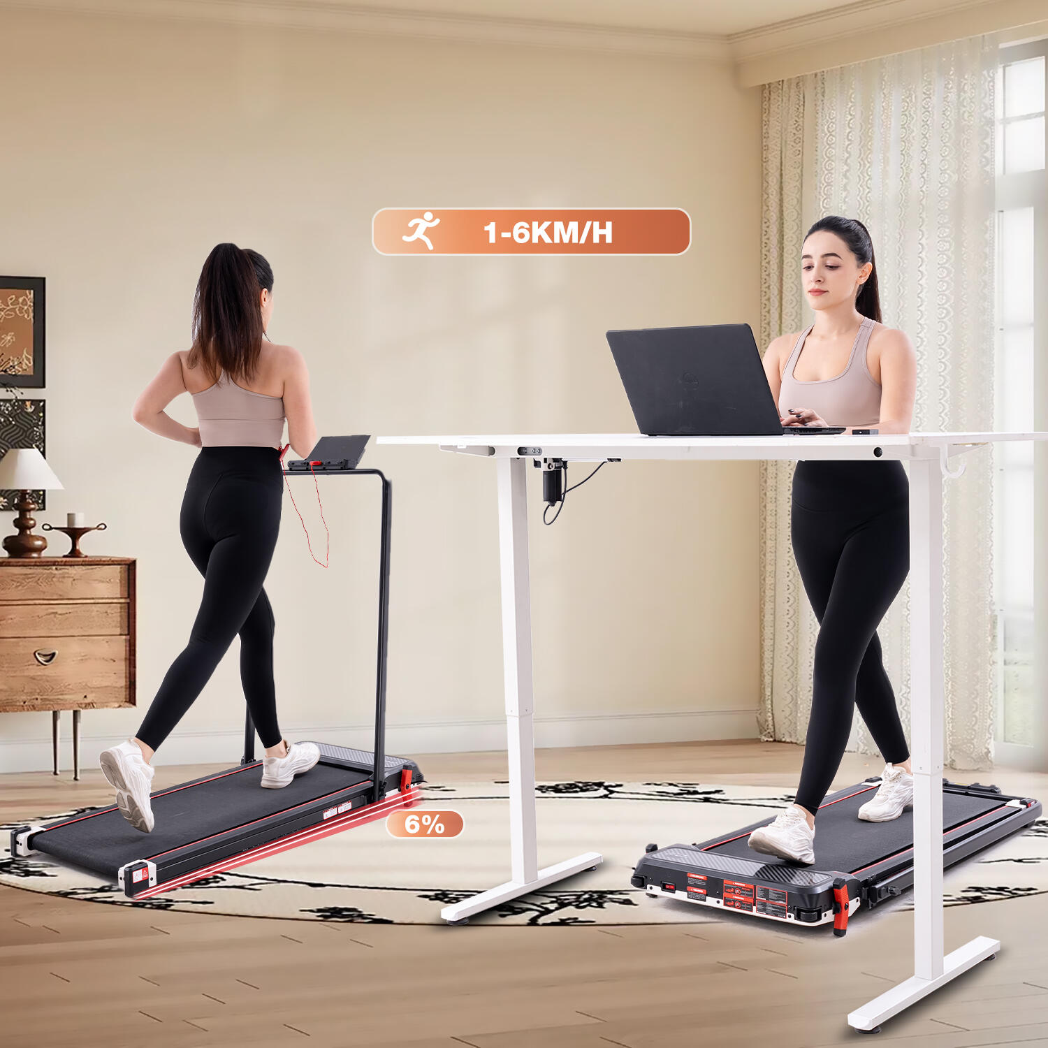 Folding and Incline Treadmill-6%.NB8, 550W, 6.0km/h, Remote Control. Home/Office 6/6