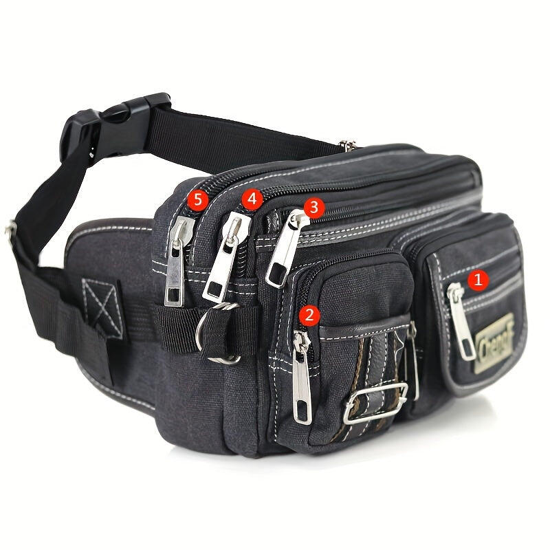 NNETM Multi-Layer Canvas Zipper Waist & Crossbody Bag