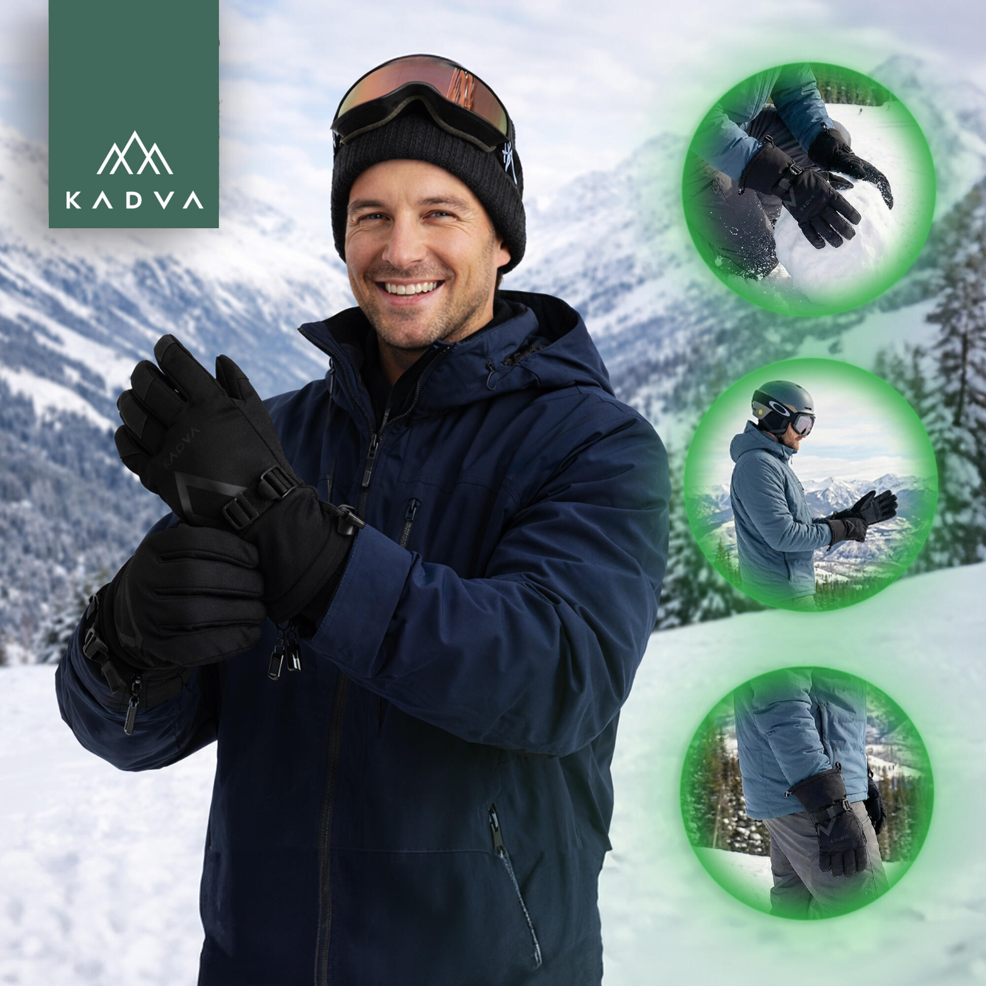 Guanti da sci da uomo KADVA Mountain Flow 3M Thinsulate 5/6