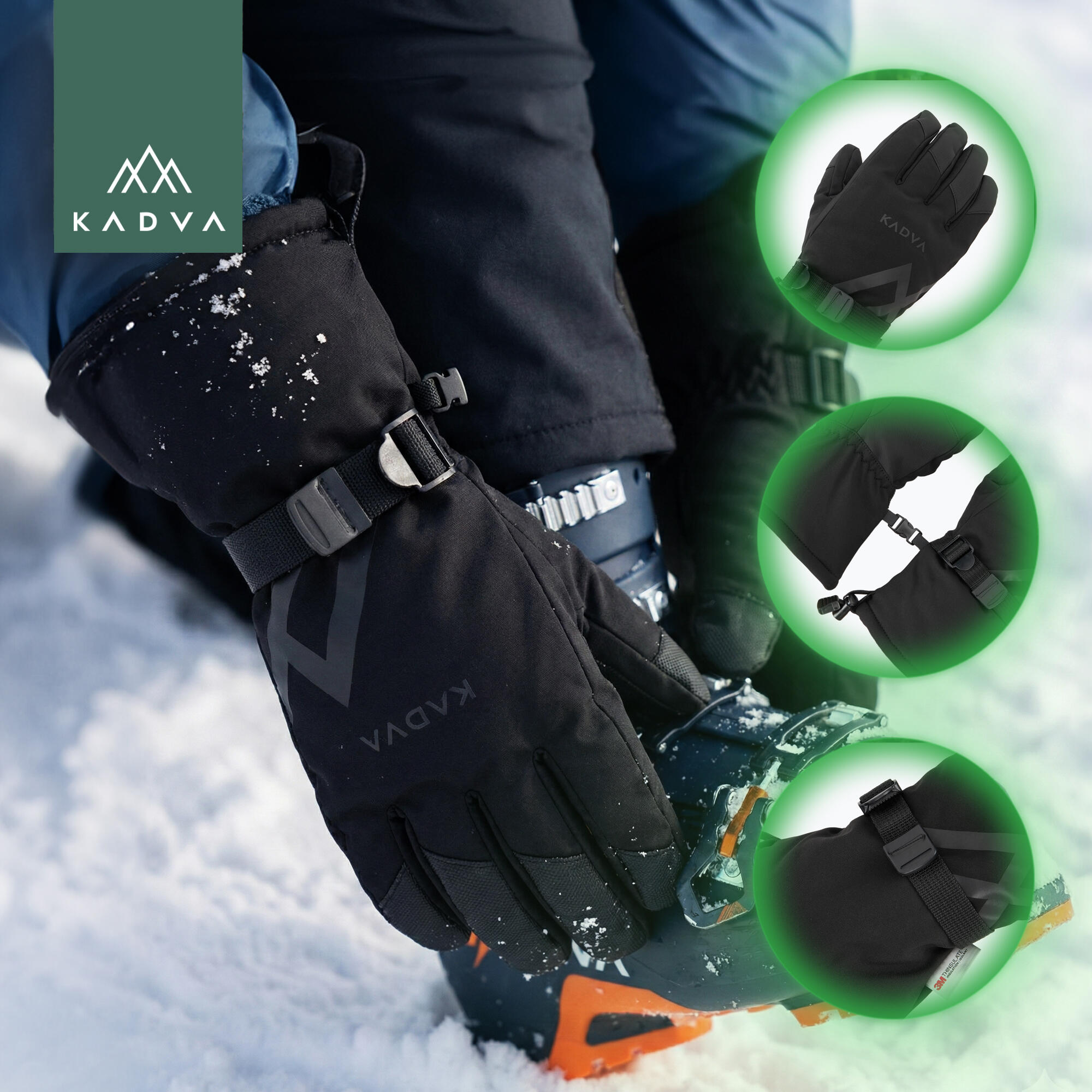 Guanti da sci da uomo KADVA Mountain Flow 3M Thinsulate 4/6