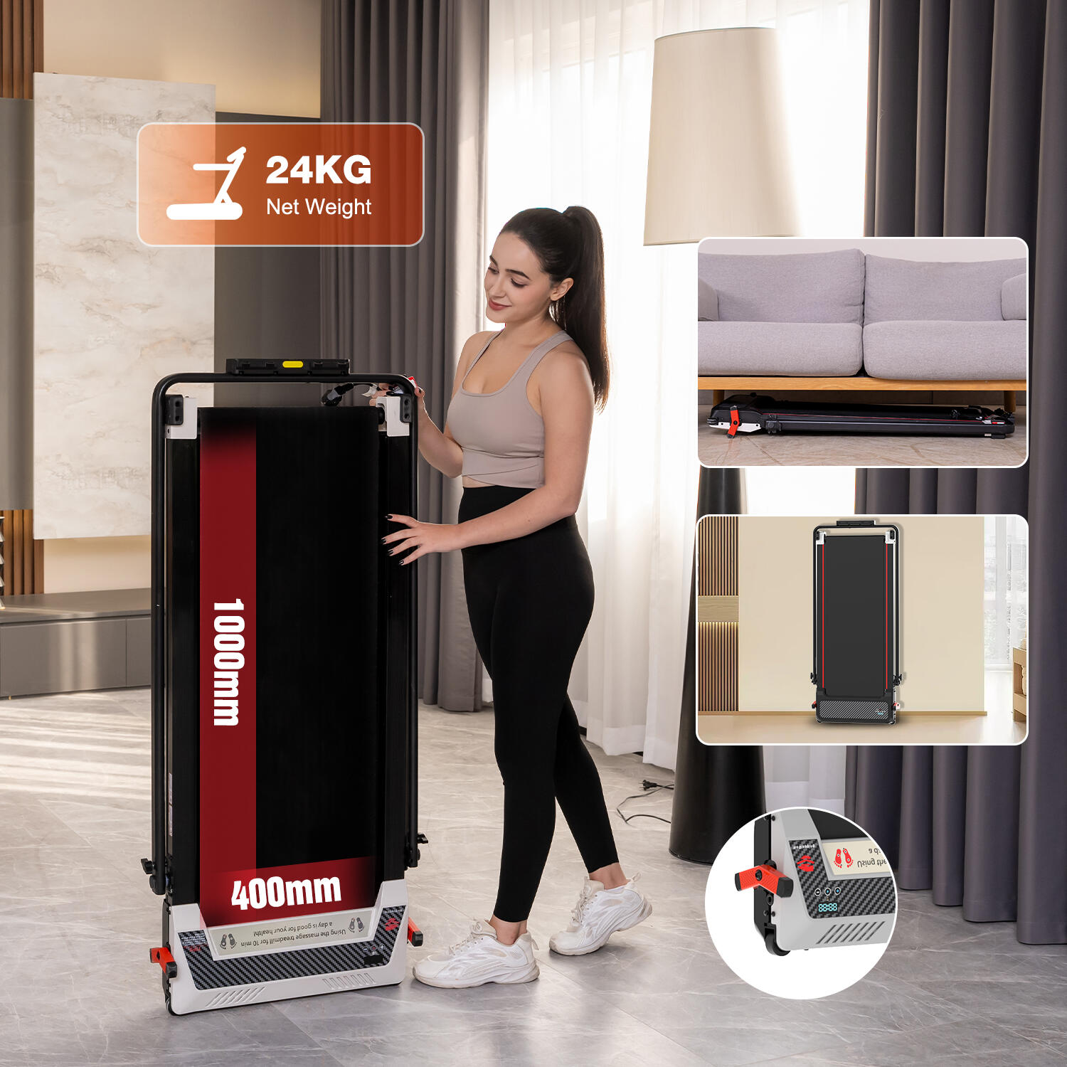 Folding and Incline Treadmill-6%.NB8, 550W, 6.0km/h, Remote Control. Home/Office 4/6