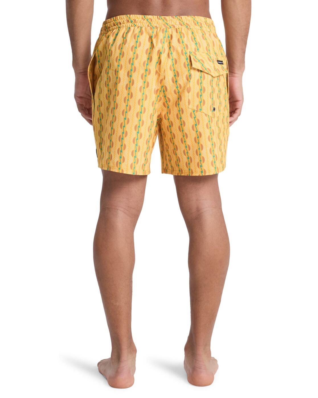 Schwimmshorts STRETCH PRINTED VOLLEY 16" Gelb Herren 3/4
