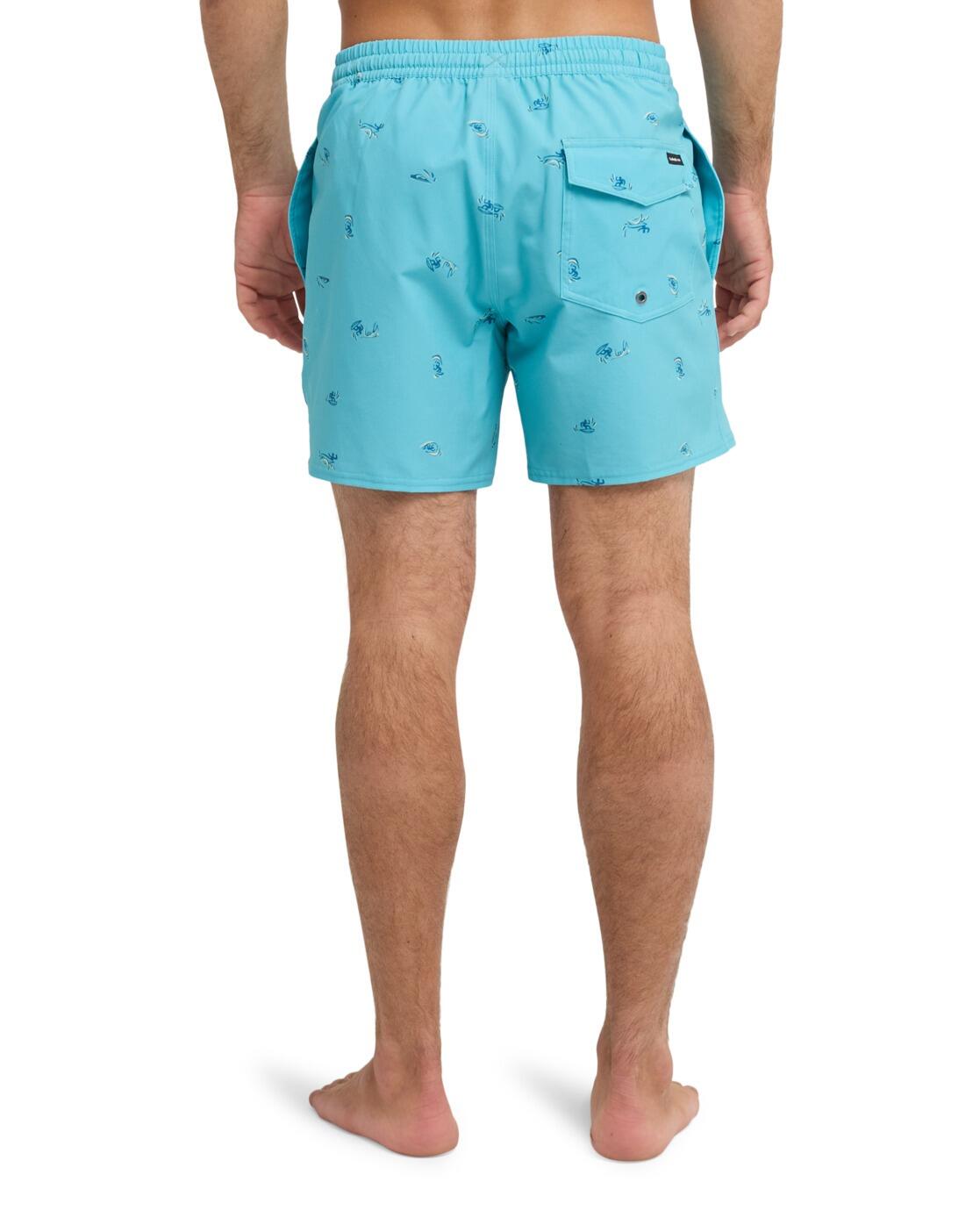 Schwimmshorts STRETCH PRINTED VOLLEY 16" Blau Herren 3/4