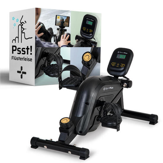 SportPlus Mini-Heimtrainer – Pedaltrainer Schwarz mit App & 8 Widerstandsstufen