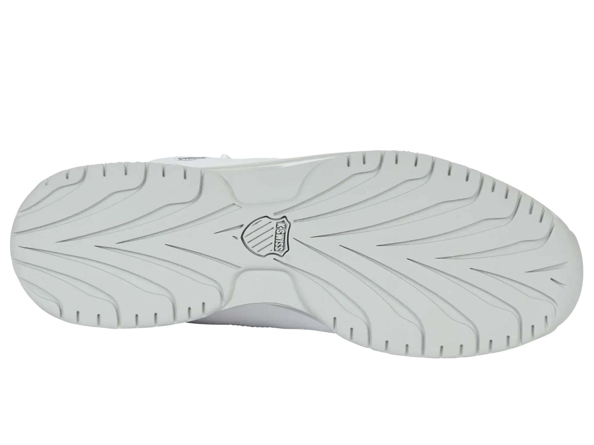 Zapatillas cómodas K-SWISS blancas con detalles Samba/gris-violeta, con cordones 3/4