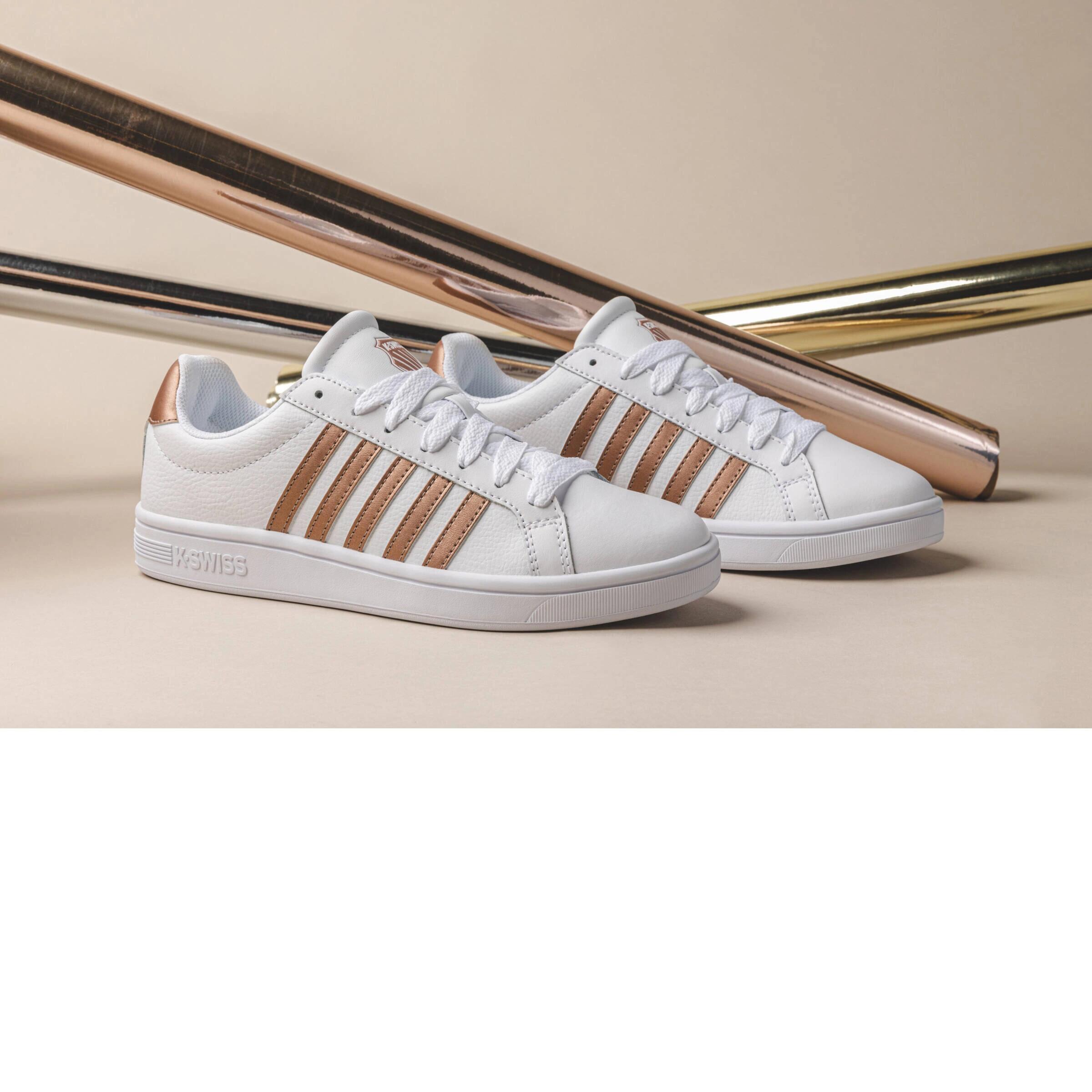 Chaussures K-SWISS Court Tiebreak Low femme, blanc, aspect cuir, lacets 4/4