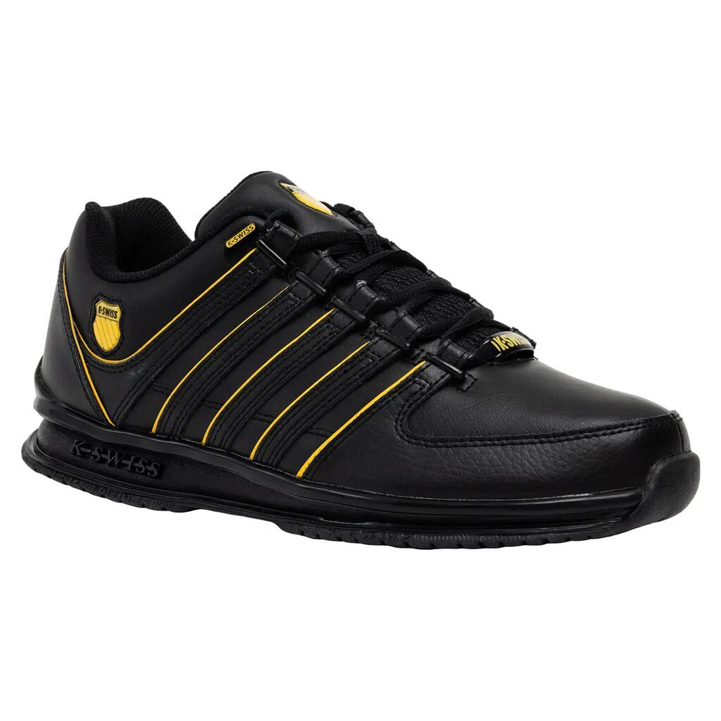 K-SWISS men’s low sneakers, black-yellow, versatile for casual and travel