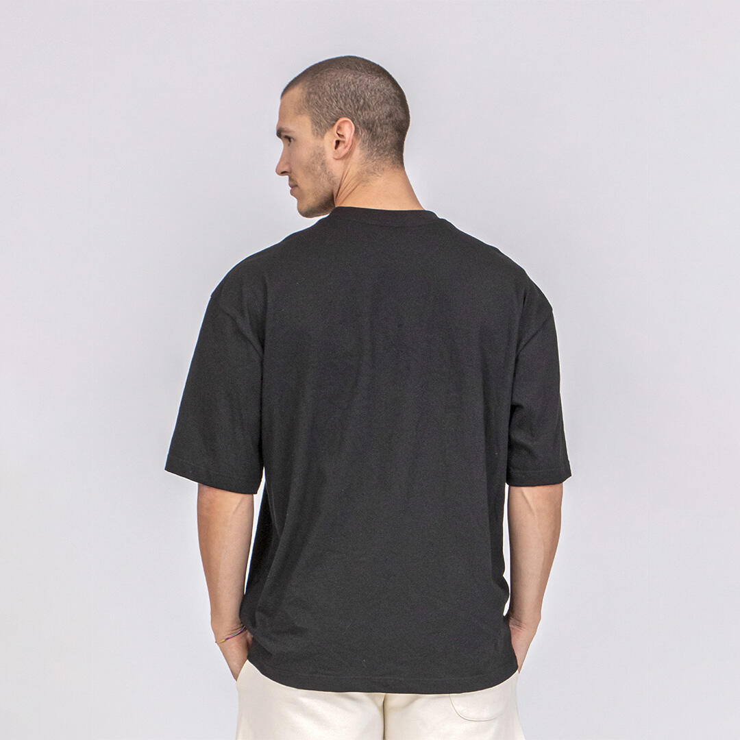 T-shirt unisex oversize cotone pre post allenamento tempo libero Nera 2/5