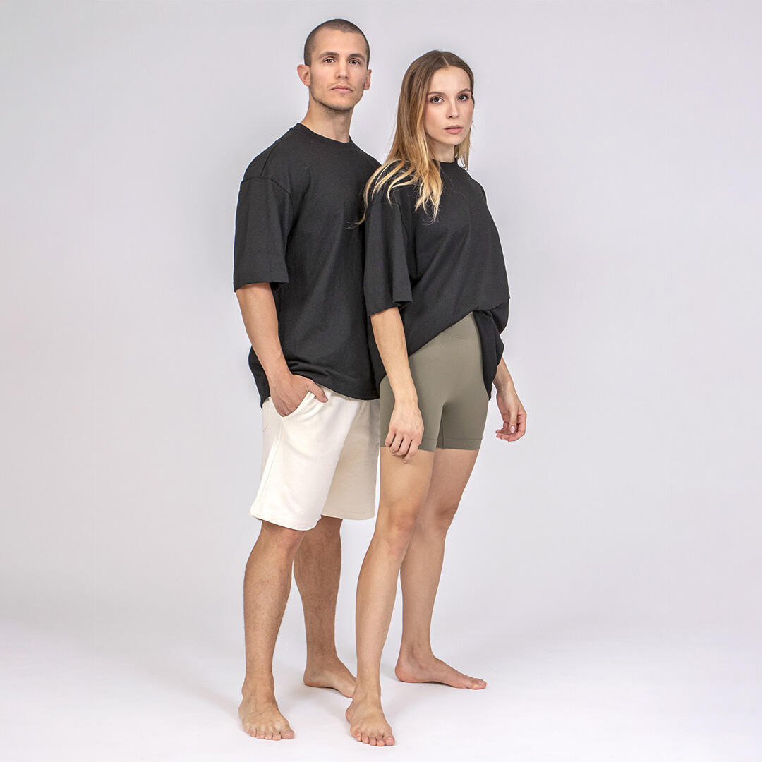 T-shirt unisex oversize cotone pre post allenamento tempo libero Nera 5/5