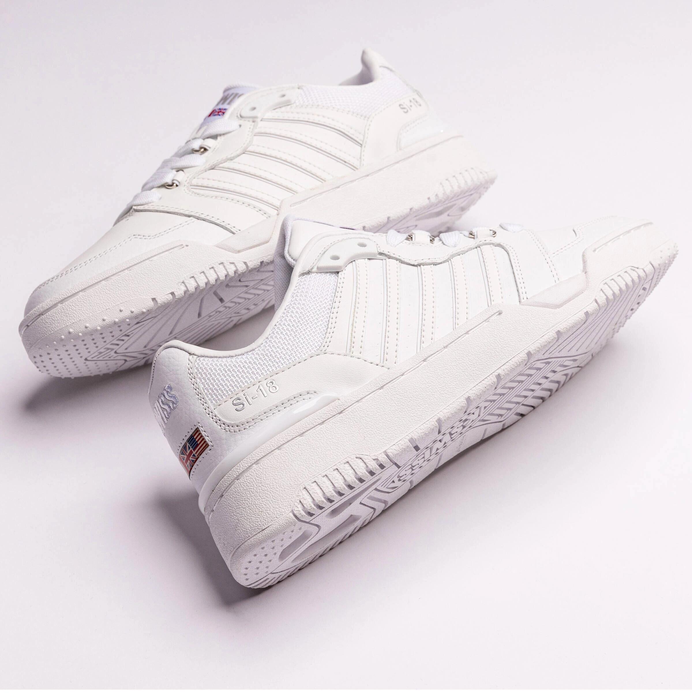 Zapatillas de cuero K-SWISS SI-18 Rival para mujer, blancas 3/4