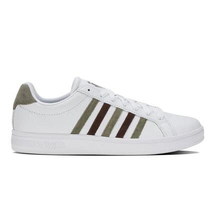 Chaussure K-SWISS Court Tiebreak Low homme, cuir lisse, blanc-olive