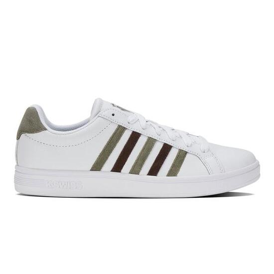 Chaussure K-SWISS Court Tiebreak Low homme, cuir lisse, blanc-olive